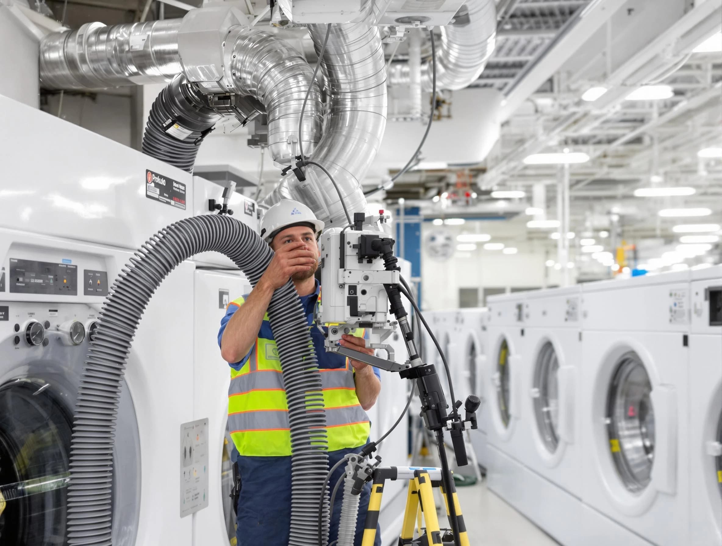 Littleton Dryer Vent Cleaning team performing commercial-grade dryer vent cleaning at a business facility in Littleton