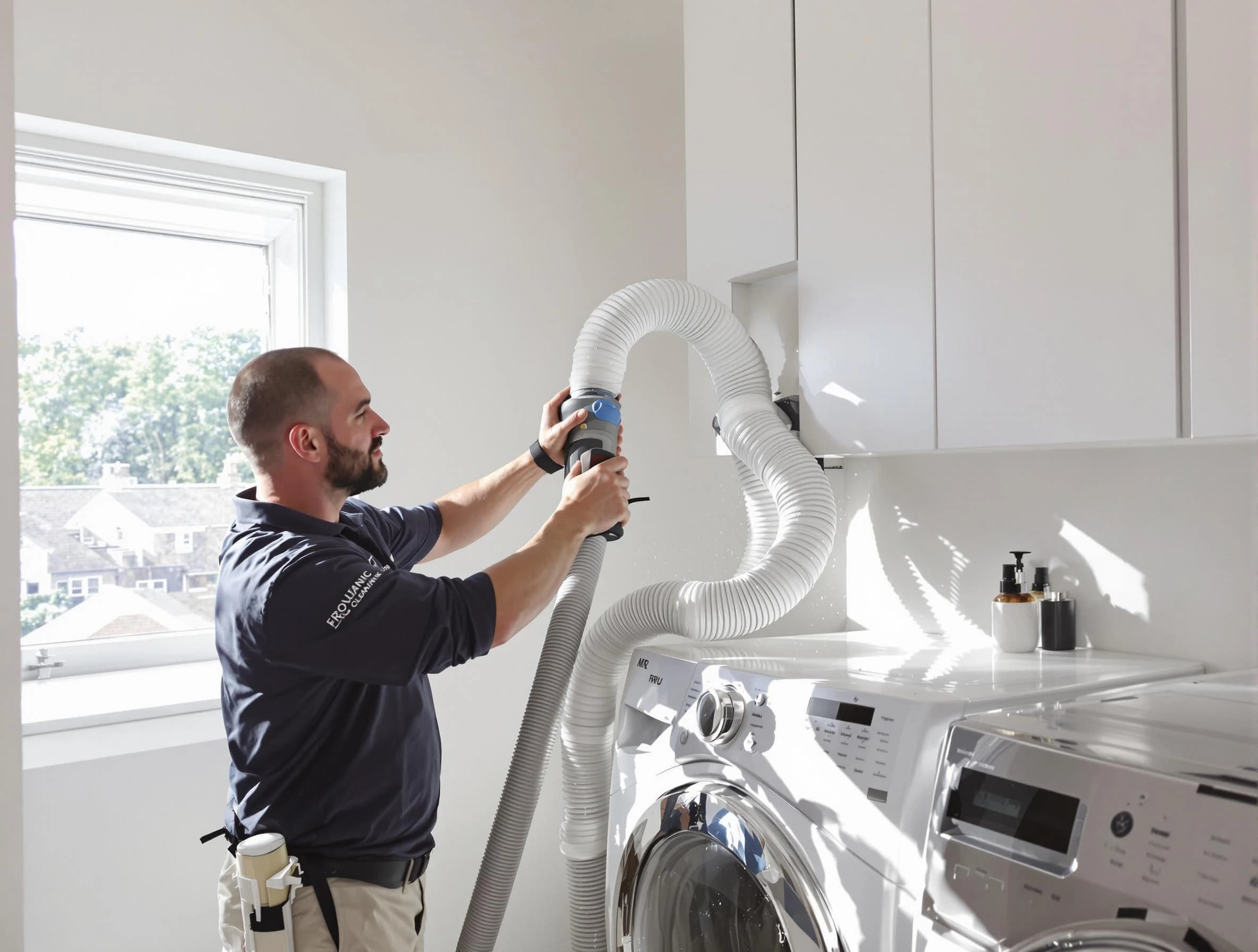 Certified Littleton Dryer Vent Cleaning technician performing dryer vent cleaning in Littleton