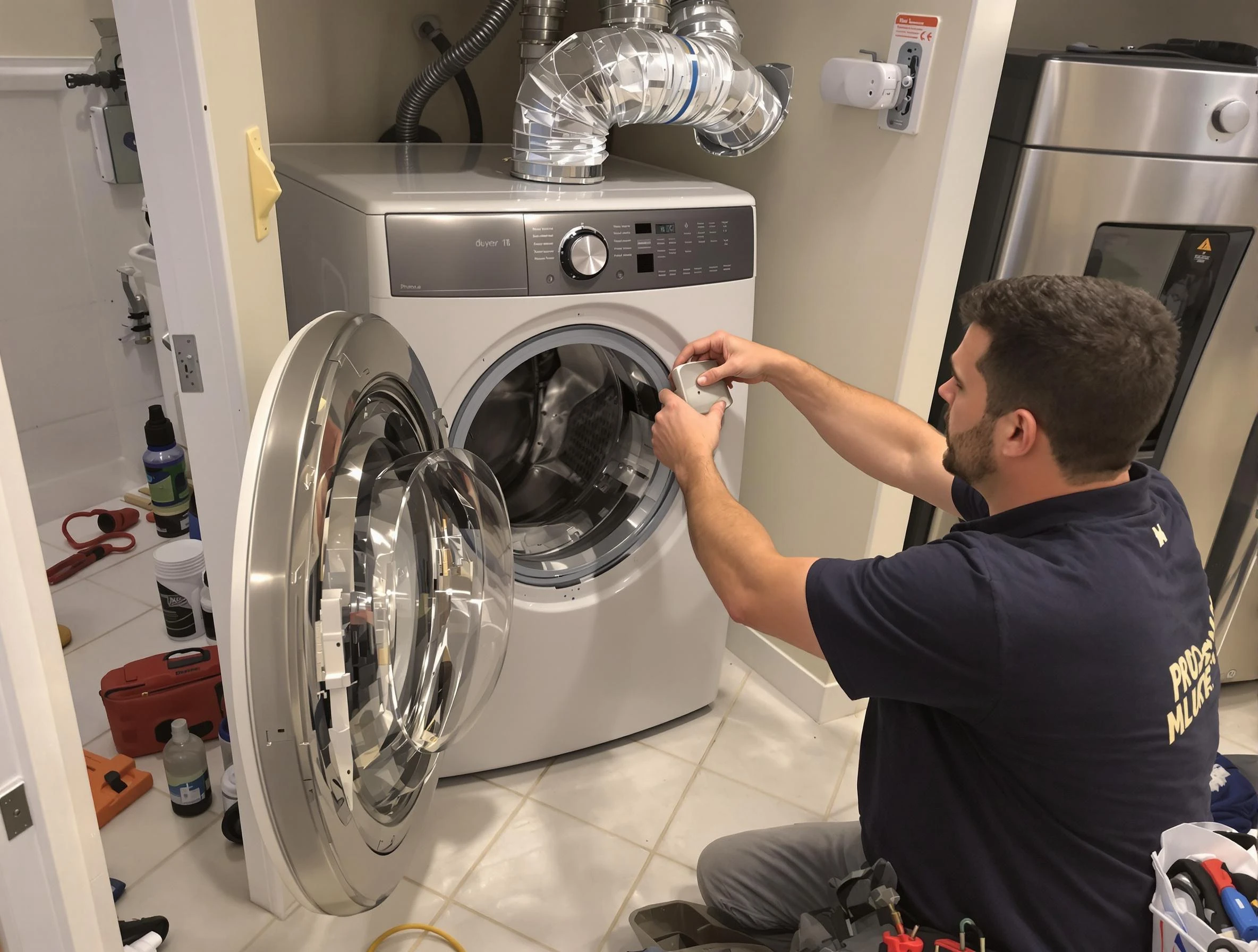 Littleton Dryer Vent Cleaning technician performing precise dryer vent hose installation in Littleton